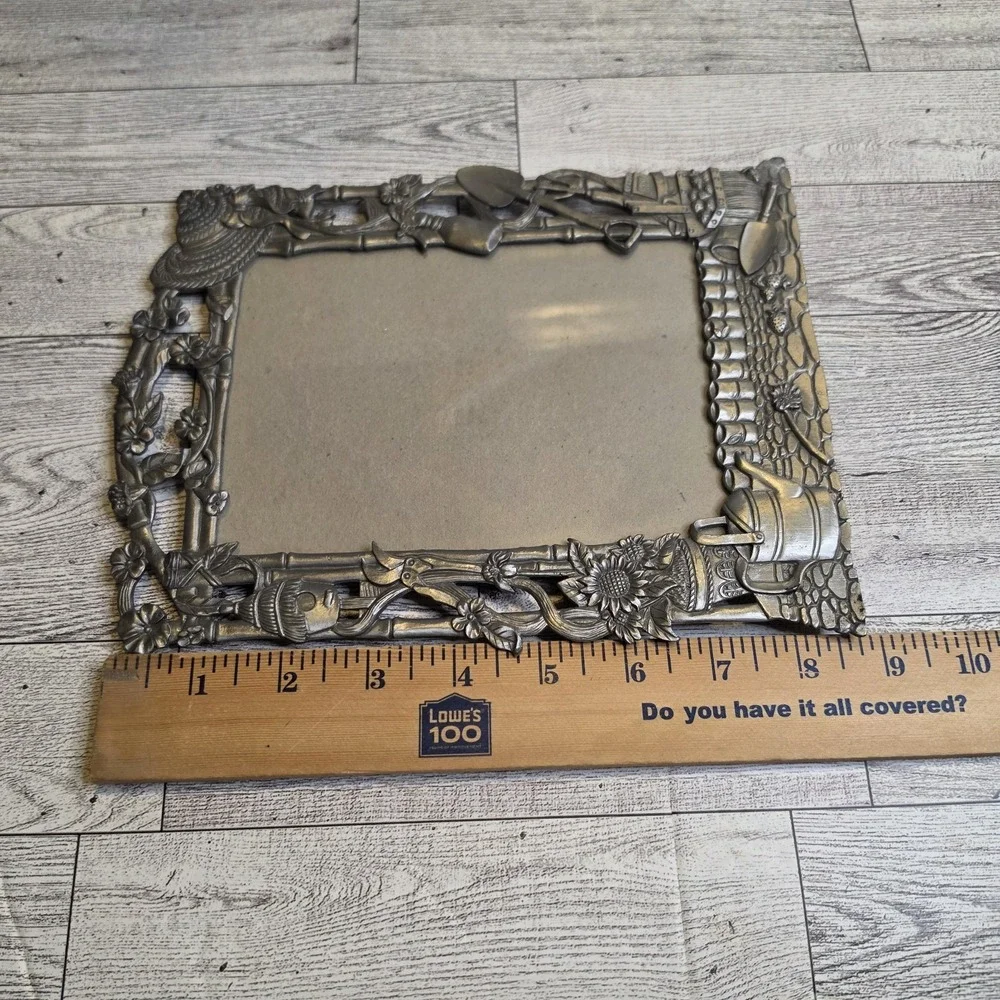 Garden Gardener Silver Tone Photo Frame Holds 4